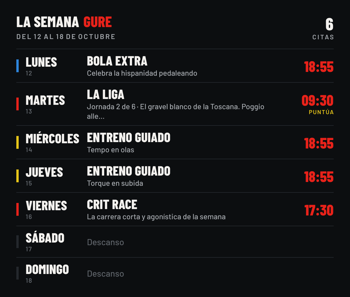 La semana Gure, del 12 al 18 de octubre