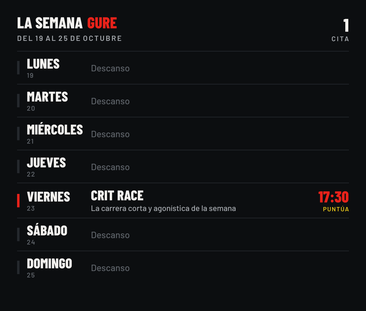 La semana Gure, del 19 al 25 de octubre